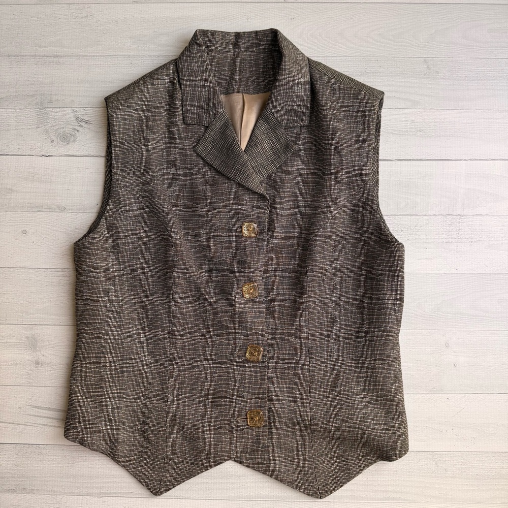 Vintage Inez Studio Classic Woven Metallic Women's Vest Size M - Picture 2 of 8